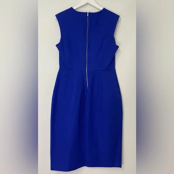 NWT Banana Republic Sloan-Fit Cross-Front Sheath Dress Cobalt Blue Plus Size 14 - Picture 4 of 6